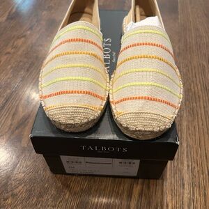 Talbots Espadrilles with Cream, Orange, and Green Stripes